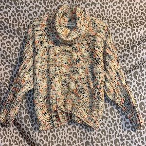 Never worn 100% cotton Womens multicolored cowl neck dolman sleeve sweater